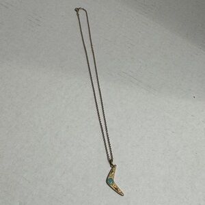 Chic Gold and Opal Australian Boomerang Pendant Necklace